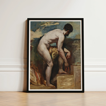 Nude Man Tying His Sandal - William Etty Art Print / Canvas Black-framed Reproduction El Greco’s ?The Burial Count Orgaz” Etty’s, Gay, Prints