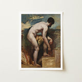 Nude Man Tying His Sandal - William Etty Art Print / Canvas White-framed El Greco’s ?The Lamentation” Male Etty’s, Gay, Prints