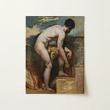 Nude Man Tying His Sandal - William Etty Art Print / Canvas Classical Oil Painting Male Figure Dynamic Etty’s, Gay, Prints