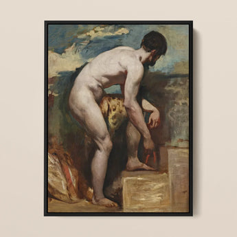 Nude Man Tying His Sandal - William Etty Art Print / Canvas, William Etty’s Nude Man, William Etty Gay, Etty Gay Art