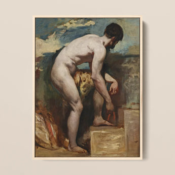 Nude Man Tying His Sandal - William Etty Art Print / Canvas, William Etty’s Nude Man, William Etty Gay, Etty Gay Art