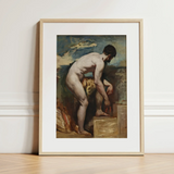 Nude Man Tying His Sandal - William Etty Art Print / Canvas, William Etty’s Nude Man, William Etty Gay, Etty Gay Art