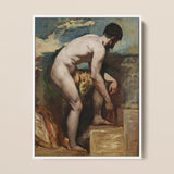 Nude Man Tying His Sandal - William Etty Art Print / Canvas, William Etty’s Nude Man, William Etty Gay, Etty Gay Art