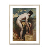Nude Man Tying His Sandal - William Etty Art Print, Classical Oil Painting Nude Figure