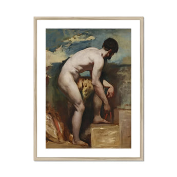 Nude Man Tying His Sandal - William Etty Art Print, Classical Oil Painting Nude Figure