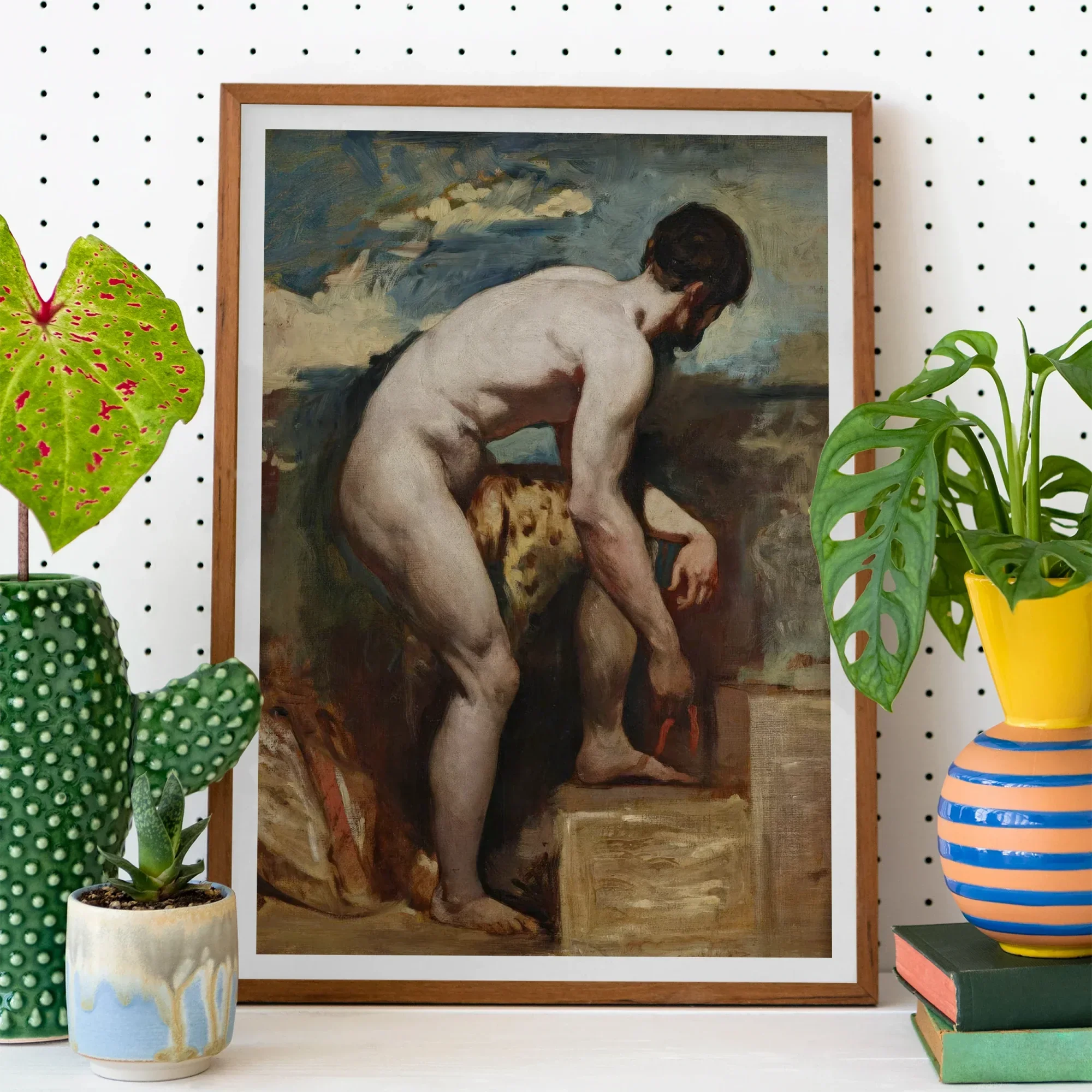 Nude Man Tying His Sandal - William Etty Art Print Posters Prints & Visual Artwork