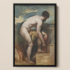 Nude Man Tying His Sandal - William Etty Framed Canvas Posters Prints & Visual Artwork