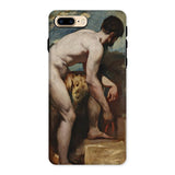 Nude Man Tying His Sandal - William Etty Iphone Case, 8 Plus / Matte, Phone Case Classical Painting Nude Male Figure