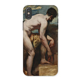Nude Man Tying His Sandal - William Etty Iphone Case, x / Matte, Phone Case Classical Painting Nude Male Figure