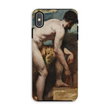 Nude Man Tying His Sandal - William Etty Iphone Case, Xs Max / Matte, Phone Case Classical Painting Nude Male Figure