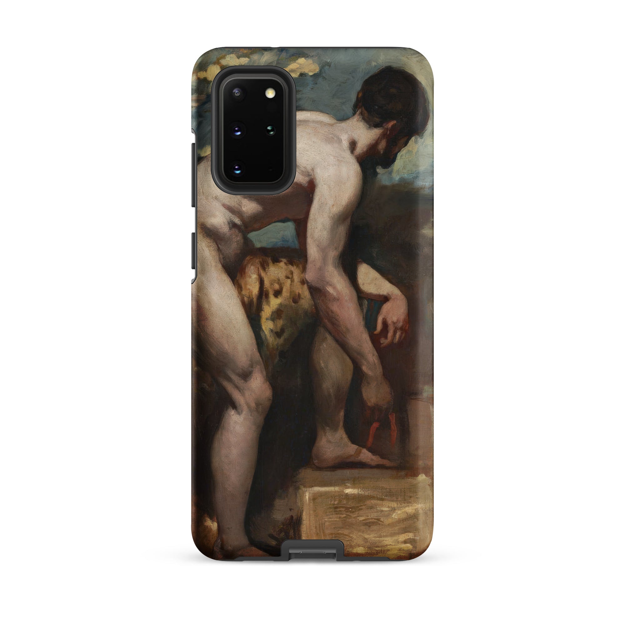 Nude Man Tying His Sandal William Etty Samsung Case, Galaxy S20 Plus / Matte, Phone Case Classical Painting Male Figure