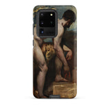 Nude Man Tying His Sandal - William Etty Samsung Case, Galaxy S20 Ultra / Matte, Smartphone Case Classical Painting Male Figure