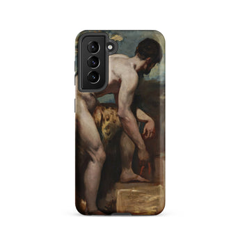 Nude Man Tying His Sandal - William Etty Samsung Case, Galaxy S21 / Matte, Black Phone Case Classical Painting Nude Male Figure