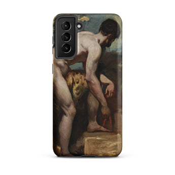 Nude Man Tying His Sandal - William Etty Samsung Case, Galaxy S21 Plus / Matte, Smartphone Case Classical Painting Male Figure