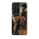 Nude Man Tying His Sandal - William Etty Samsung Case, Galaxy S21 Ultra / Matte, Smartphone Case Classical Painting Two Male Nudes