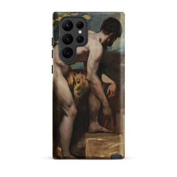 Nude Man Tying His Sandal - William Etty Samsung Case, Galaxy S22 Ultra / Matte, Smartphone Case Classical Painting Nude Figure
