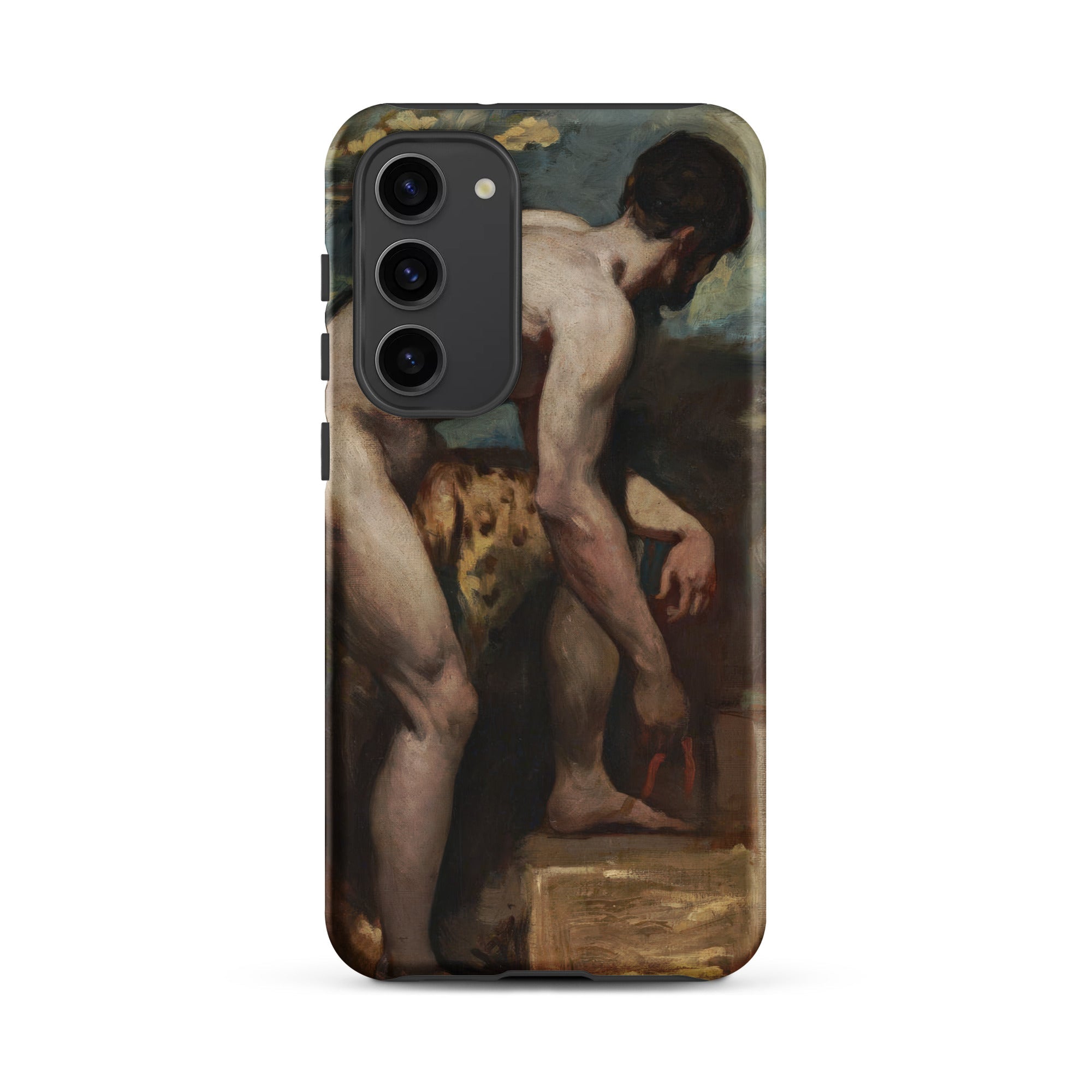 Nude Man Tying His Sandal William Etty Samsung Case, Galaxy S23 Plus / Matte, Smartphone Case Classical Painting Two Figures
