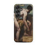 Nude Man Tying His Sandal - William Etty Samsung Case, Galaxy S25 Plus / Matte, Phone Case Classical Painting Nude Male Figure