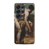 Nude Man Tying His Sandal - William Etty Samsung Case, Galaxy S25 Ultra / Matte, Smartphone Case Classical Painting Male Figure