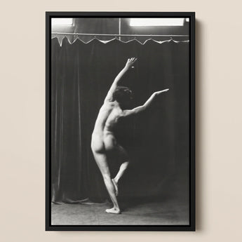 Nude Photograph of Mr. Loucelli - Arnold Genthe Art Print / Canvas Black-framed Black-and-white Photograph Nude Dancer Expressive Pose Dark