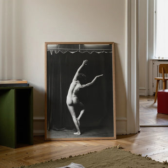 Nude Photograph of Mr. Loucelli - Arnold Genthe Art Print / Canvas Minimalist Wooden-framed Black-and-white Photograph Nude Dancer Motion