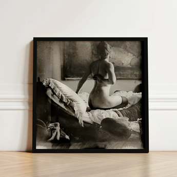 Black-framed Black-and-white Photographic Print Nude Woman Seated Bed George Hendrik Breitner, Incorporate Photography Systematically, Late