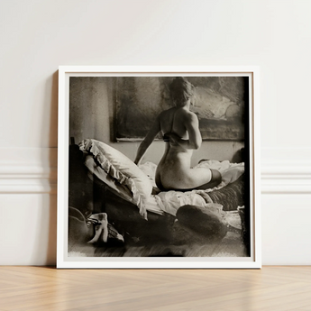White-framed Black-and-white Photographic Print Nude Figure Seated Bed George Hendrik Breitner, Incorporate Photography Systematically,