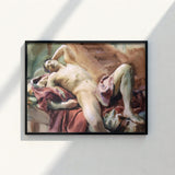Black-framed Painting Nude Male Figure Draped Fabric Warm John Singer Sargent, Nicola D’inverno, Intimate Gay Tableau