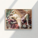 Framed Painting Nude Male Figure Draped Fabric Rendered John Singer Sargent, Nicola D’inverno, Intimate Gay Tableau