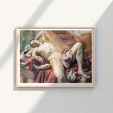 Framed Watercolor Painting Nude Male Figure Draped Fabric John Singer Sargent, Nicola D’inverno, Intimate Gay Tableau