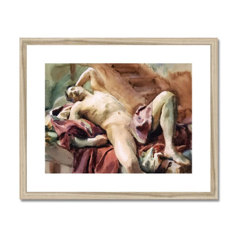 Nude Portrait of Nicola D’inverno - John Singer Sargent Art Print, Watercolor Painting Nude Figure Draped Fabric