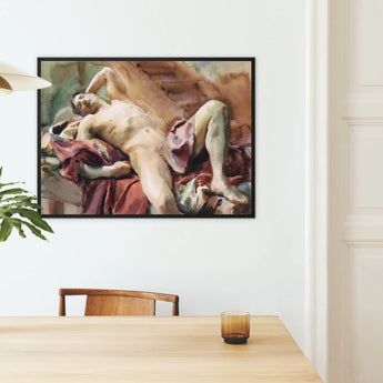 Nude Portrait of Nicola D’inverno - John Singer Sargent Framed Canvas, Framed Classical Nude Painting Mounted White Wall