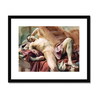 Nude Portrait of Nicola D’inverno - John Singer Sargent Art Print, Watercolor Painting Nude Figure Draped Fabric