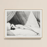 Nude Reclining on Curtained Bed - William Holland Art Print / Canvas, 16x12’’ / 41x31cm / Natural Frame, Posters Prints & Visual Artwork,