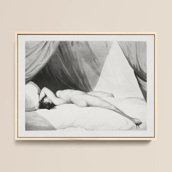 Nude Reclining on Curtained Bed - William Holland Art Print / Canvas, 16x12’’ / 41x31cm / Natural Frame, Posters Prints & Visual Artwork,