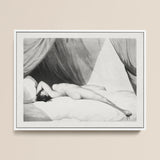 Nude Reclining on Curtained Bed - William Holland Art Print / Canvas, 16x12’’ / 41x31cm / White Frame, Posters Prints & Visual Artwork,