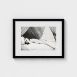 Nude Reclining on Curtained Bed - Adam Buck Art Print / Canvas Spine’s Long Furrow, Caught, William Holland’s Patient, Dotwork, Shadow