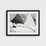 Nude Reclining on Curtained Bed - Adam Buck Art Print / Canvas Spine’s Long Furrow, Caught, William Holland’s Patient, Dotwork, Shadow