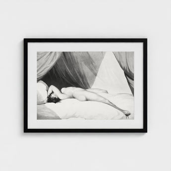 Nude Reclining on Curtained Bed - Adam Buck Art Print / Canvas Spine’s Long Furrow, Caught, William Holland’s Patient, Dotwork, Shadow