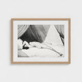 Nude Reclining on Curtained Bed - Adam Buck Art Print / Canvas Spine’s Long Furrow, Caught, William Holland’s Patient, Dotwork, Shadow