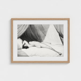 Nude Reclining on Curtained Bed - Adam Buck Art Print / Canvas Spine’s Long Furrow, Caught, William Holland’s Patient, Dotwork, Shadow