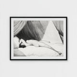 Nude Reclining on Curtained Bed - Adam Buck Art Print / Canvas Spine’s Long Furrow, Caught, William Holland’s Patient, Dotwork, Shadow