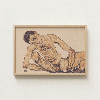 Framed Egon Schiele Nude Male Figure Expressive Distorted Schiele’s, Self-portrait, Fine Art Print