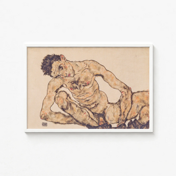 Framed Artwork Nude Male Figure Expressive Contoured Pose Egon Schiele’s, Self-portrait, Fine Art Print
