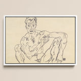 Nude Self Portrait - Egon Schiele Fine Art Print / Canvas, 18x12’’ / 46x31cm / White Frame, Posters Prints & Visual Artwork, Toby Leon