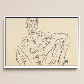 Nude Self Portrait - Egon Schiele Fine Art Print / Canvas, 18x12’’ / 46x31cm / White Frame, Posters Prints & Visual Artwork, Toby Leon