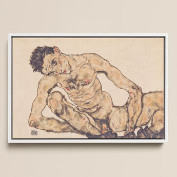 Nude Self Portrait - Egon Schiele Fine Art Print / Canvas, 18x12’’ / 46x31cm / White Frame, Posters Prints & Visual Artwork, Toby Leon