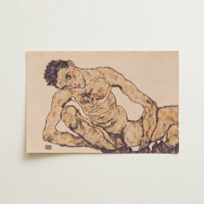 Nude Self Portrait - Egon Schiele Fine Art Print / Canvas, 18x12’’ / 46x31cm / Unframed / no Border, Posters Prints & Visual Artwork, Toby