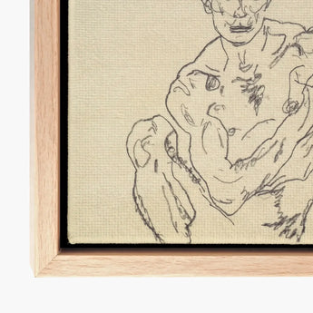 Nude Self Portrait - Egon Schiele Fine Art Print / Canvas Minimalist Wooden-framed Charcoal Sketch Expressive Muscular Schiele’s,