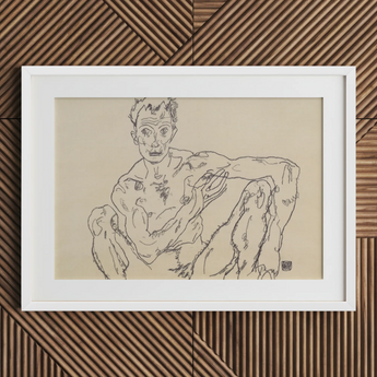 Nude Self Portrait - Egon Schiele Fine Art Print / Canvas, Egon Schiele’s Nude, Nude Self-portrait Hisses, Fine Art Print